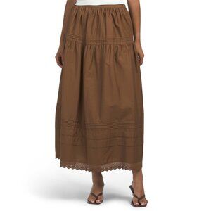 OPT Brown Cotton Beth Maxi Skirt